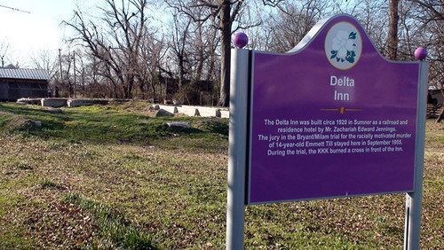 Tallahatchie Civil Rights Driving Tour sign at the Delta Inn