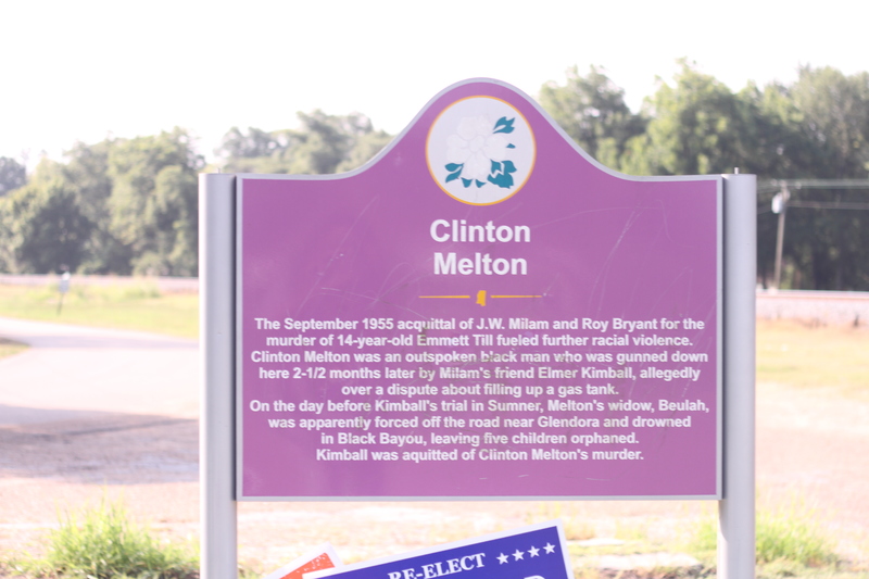 Tallahatchie Civil Rights Driving Tour sign for Clinton Melton 