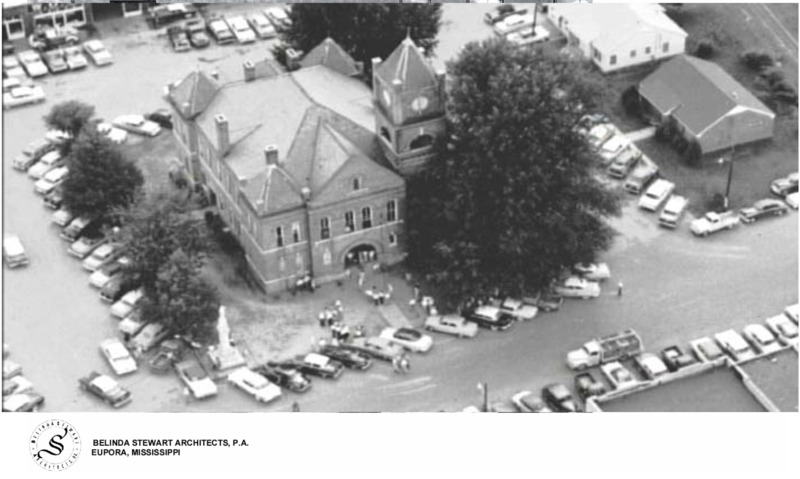 Tallahatchie County Courthouse, arial shot, 1955.