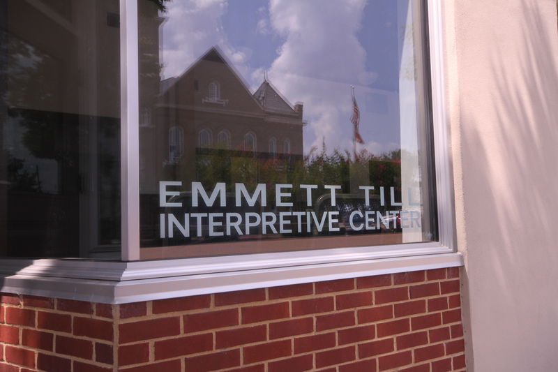 Emmett Till Interpretive Center, with the Sumner Courthouse in the reflection.